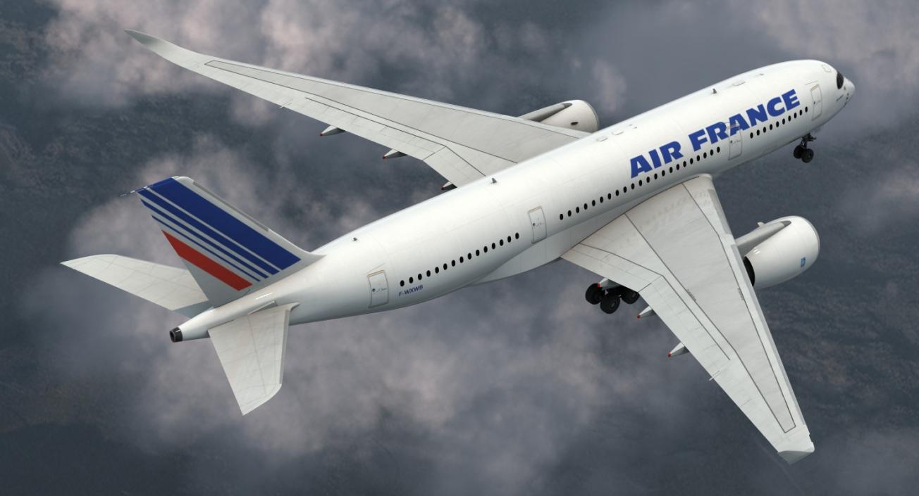 3D Airbus A350-800 Air France Rigged model