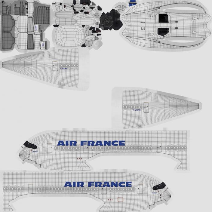 3D Airbus A350-800 Air France Rigged model