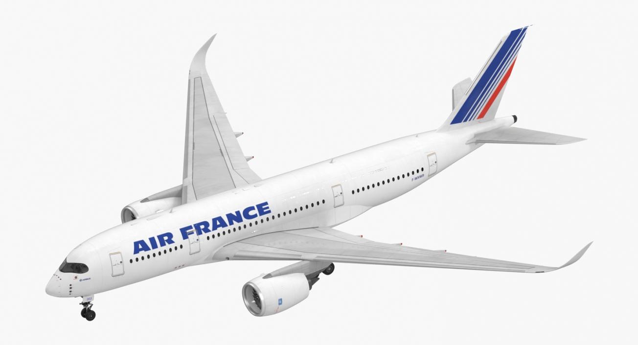 3D Airbus A350-800 Air France Rigged model