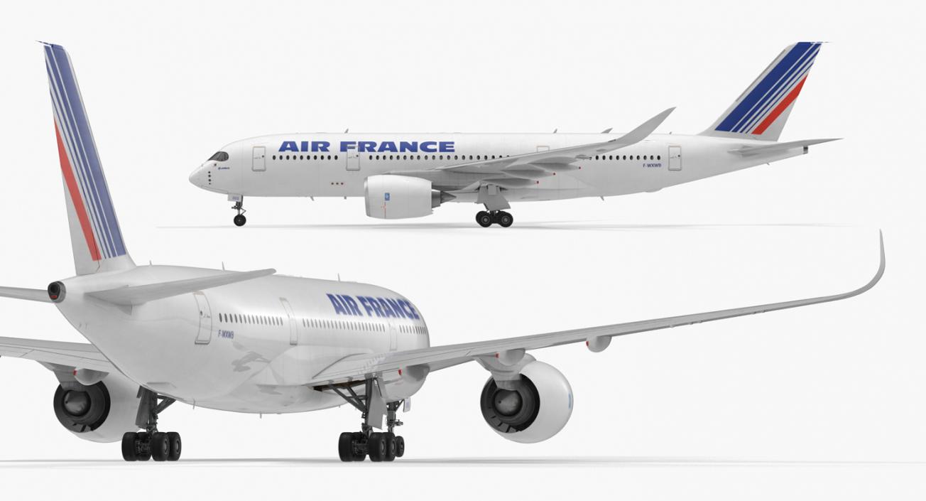 3D Airbus A350-800 Air France Rigged model