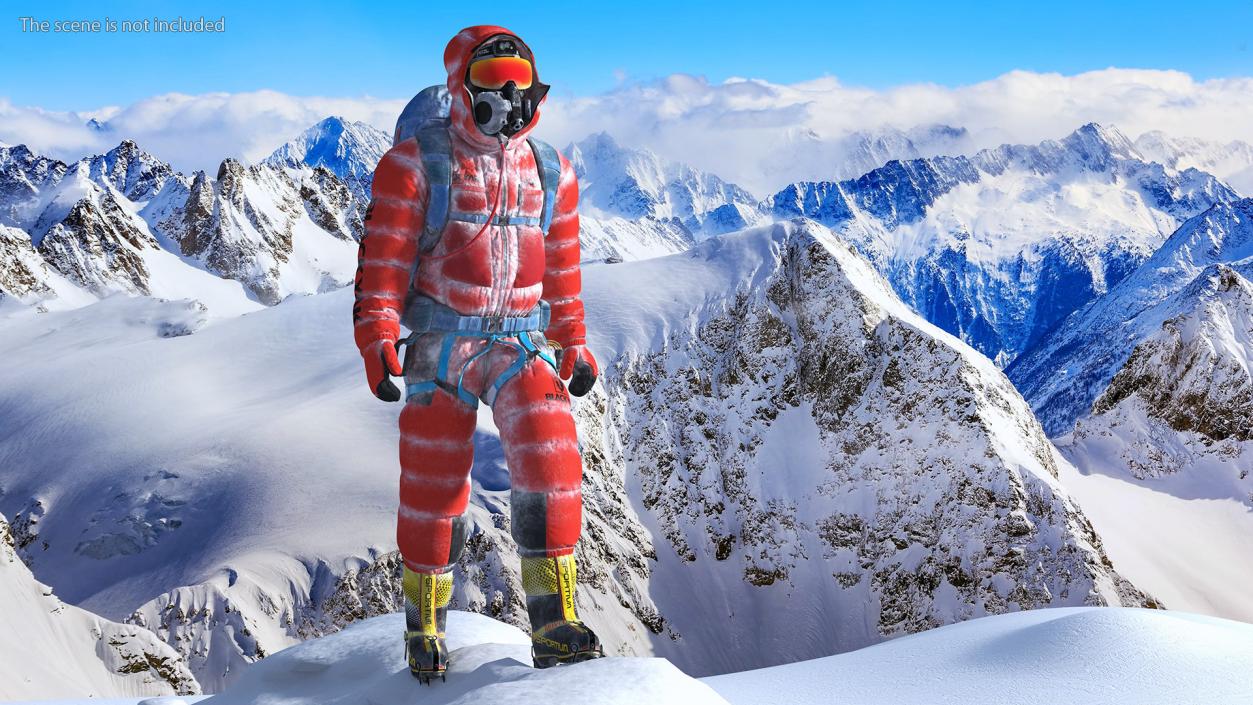 3D model Everest Climber in a Snow-Covered Suit Rigged