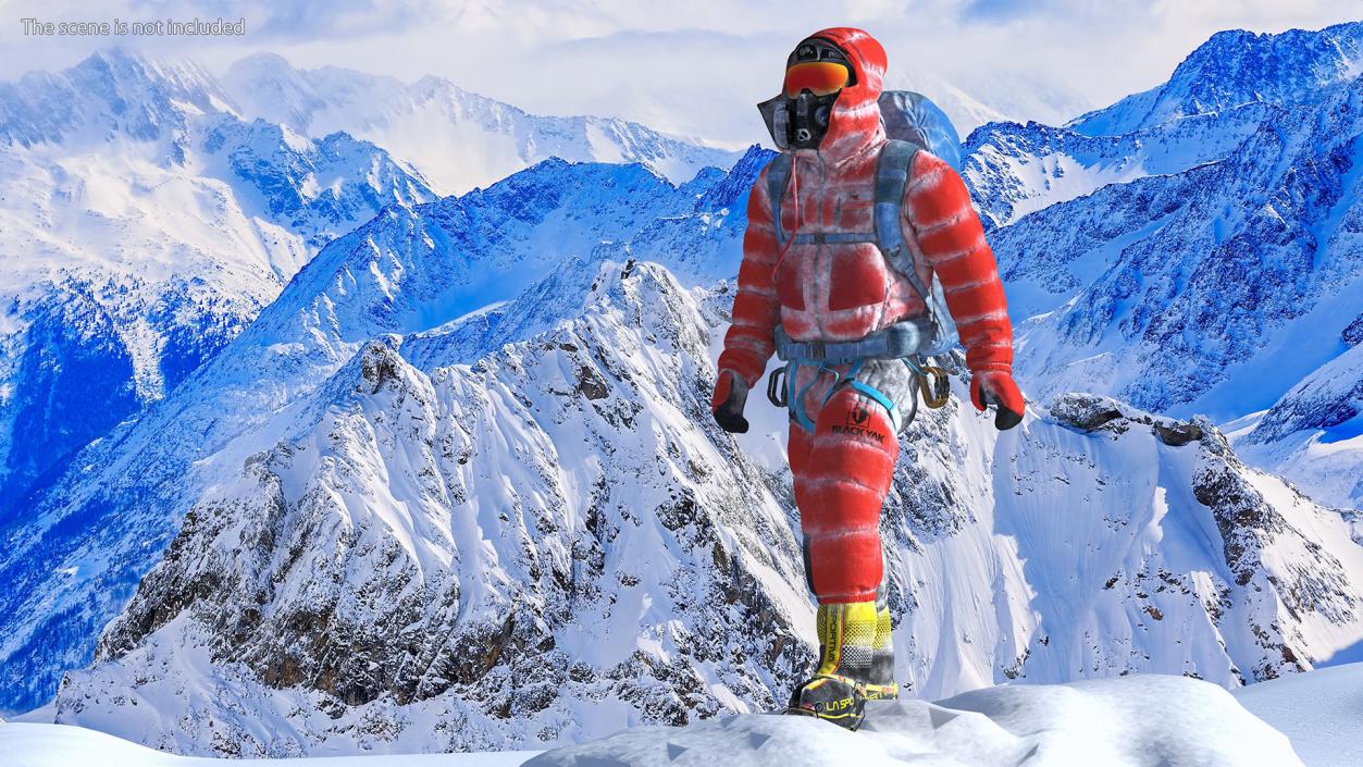 3D model Everest Climber in a Snow-Covered Suit Rigged