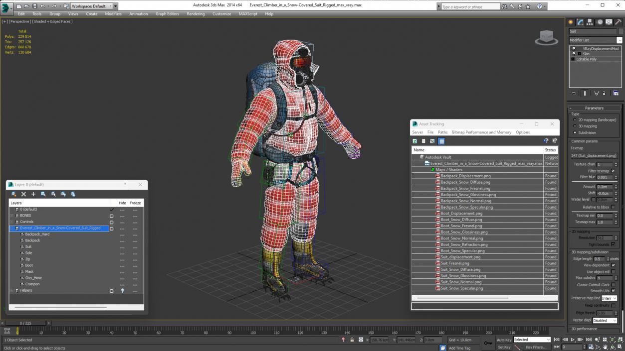 3D model Everest Climber in a Snow-Covered Suit Rigged