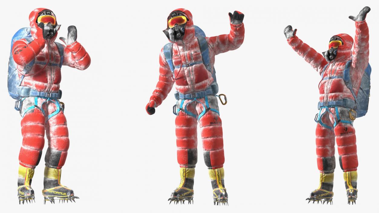 3D model Everest Climber in a Snow-Covered Suit Rigged