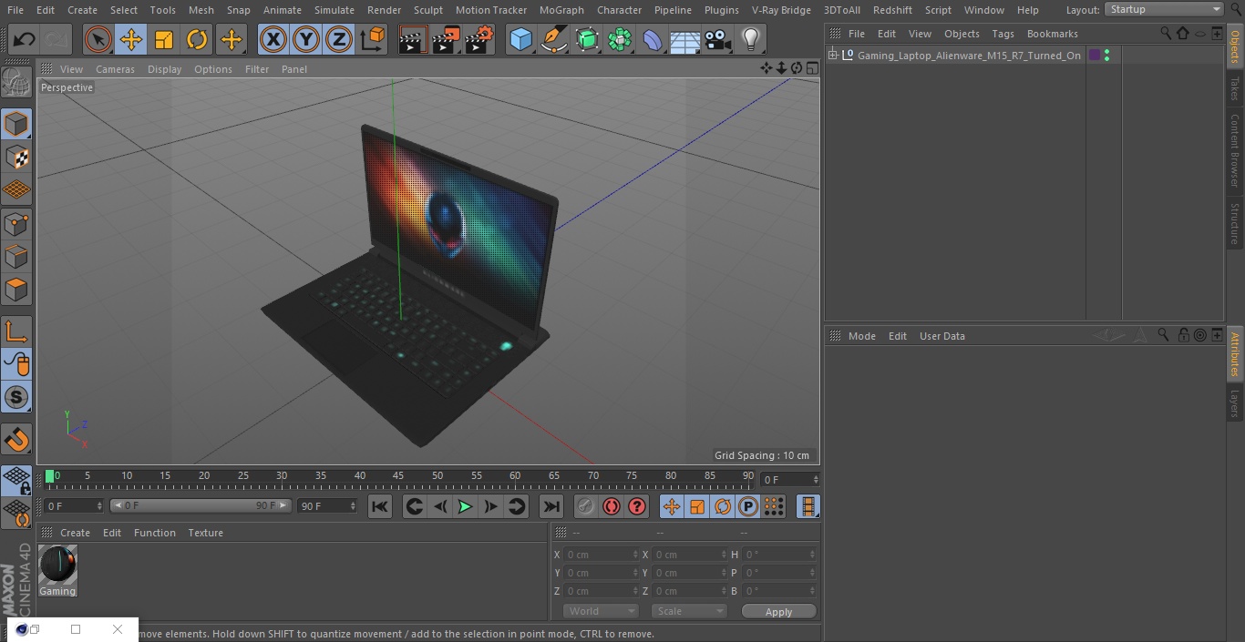 3D model Gaming Laptop Alienware M15 R7 Turned On