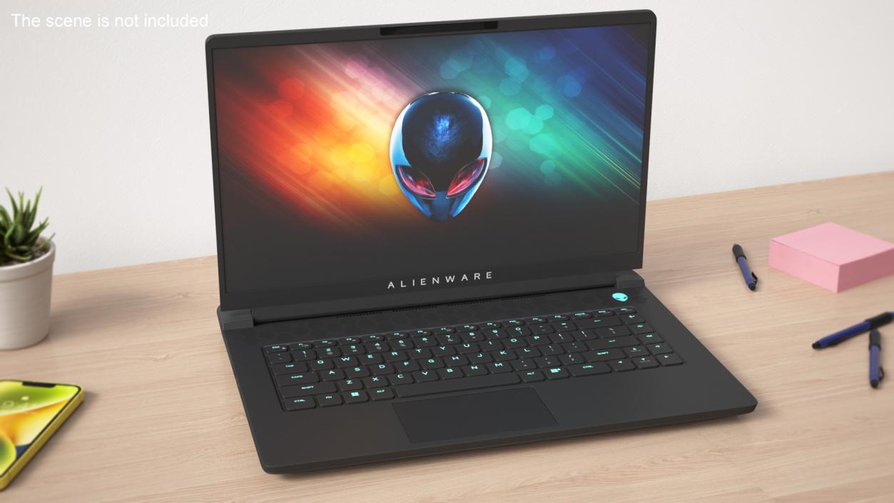 3D model Gaming Laptop Alienware M15 R7 Turned On