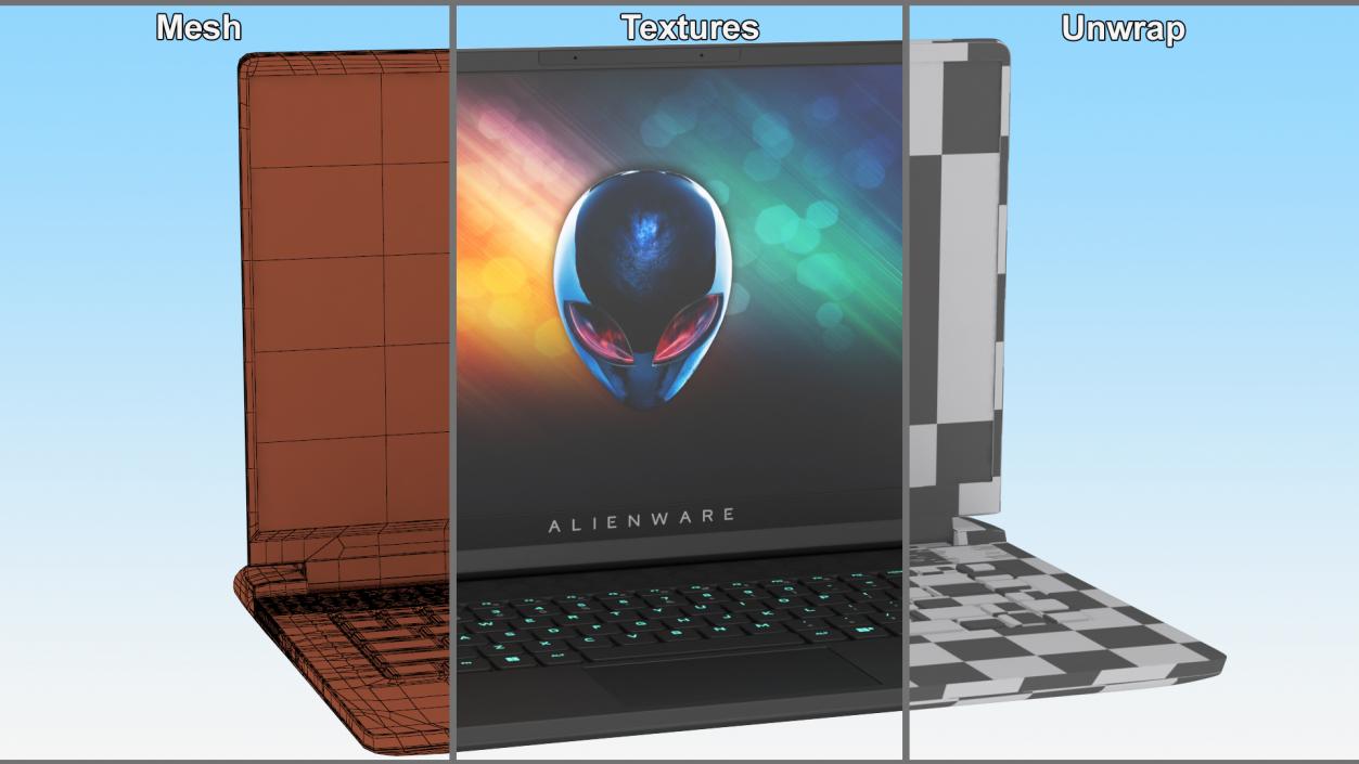 3D model Gaming Laptop Alienware M15 R7 Turned On