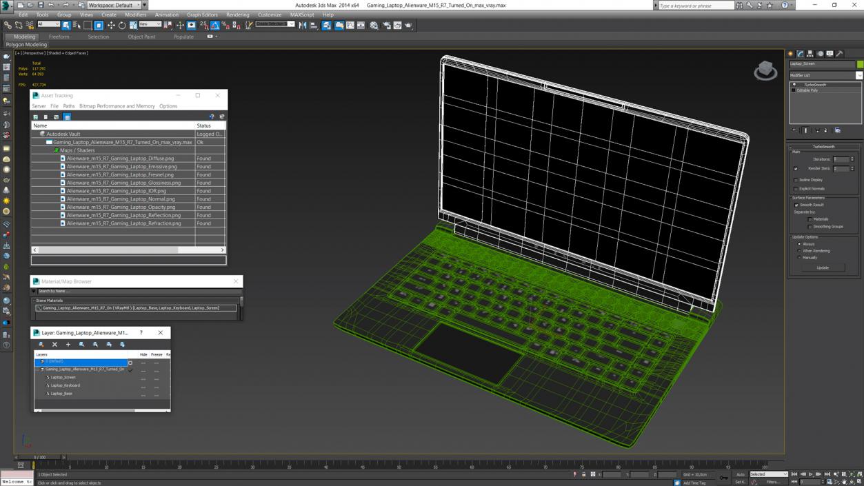 3D model Gaming Laptop Alienware M15 R7 Turned On