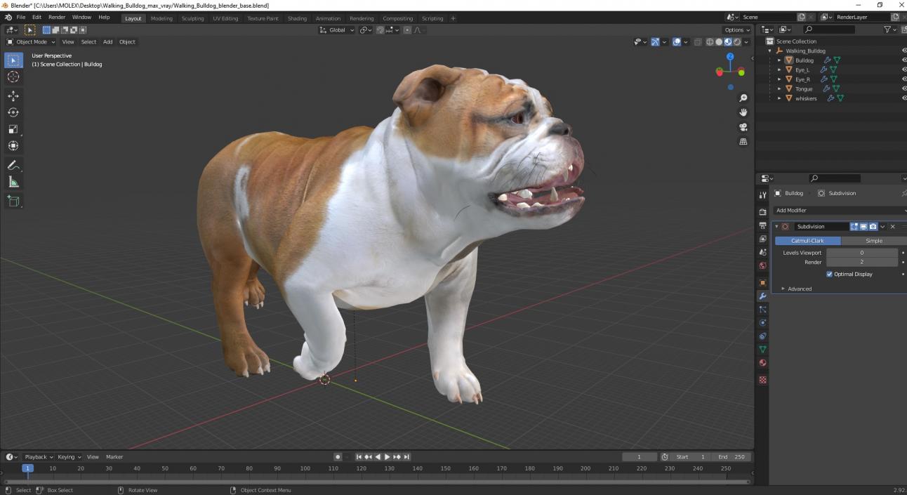 3D model Walking Bulldog