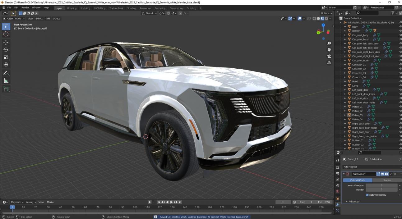 3D All-electric 2025 Cadillac Escalade IQ Summit White