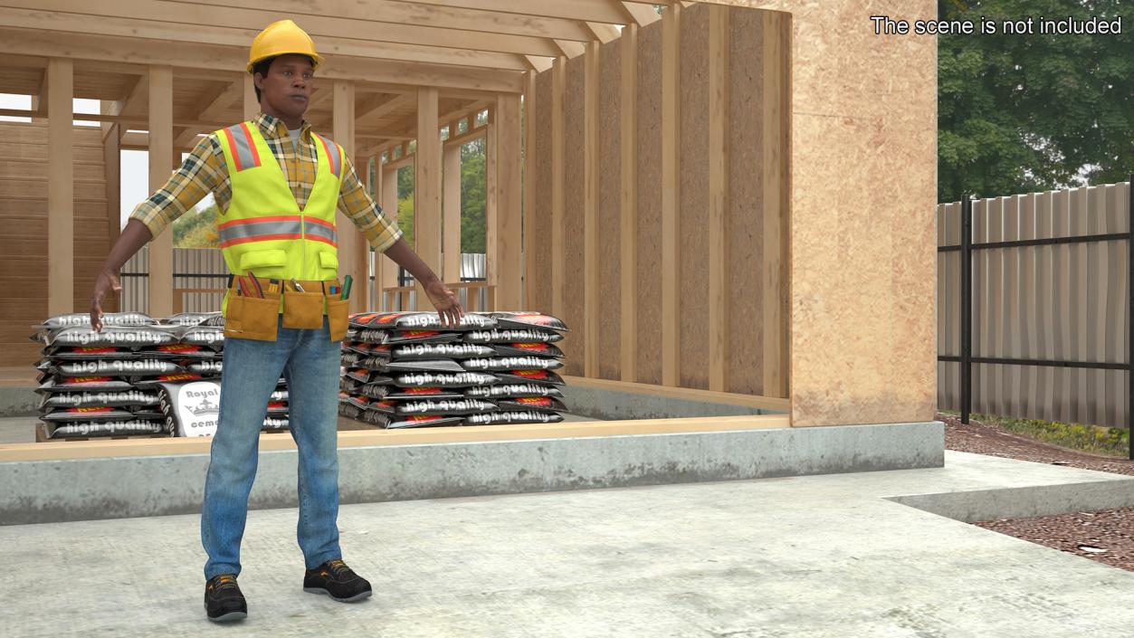 3D model Construction Worker A-Pose Fur