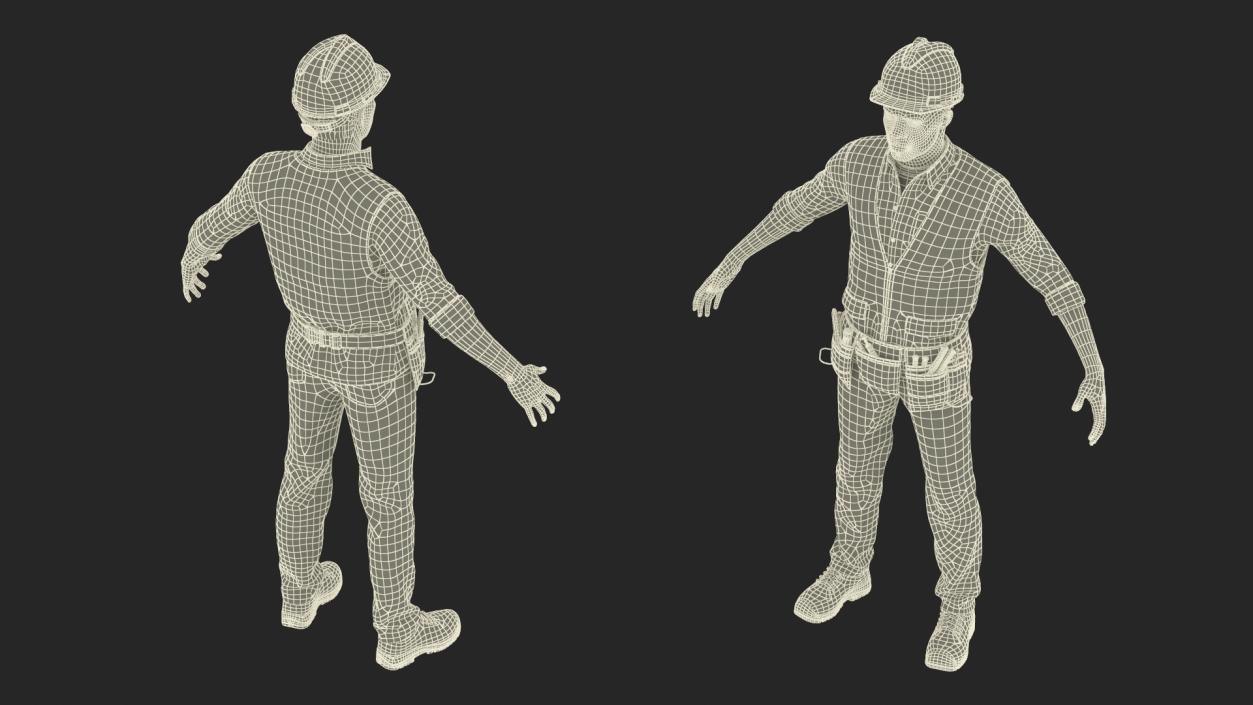 3D model Construction Worker A-Pose Fur