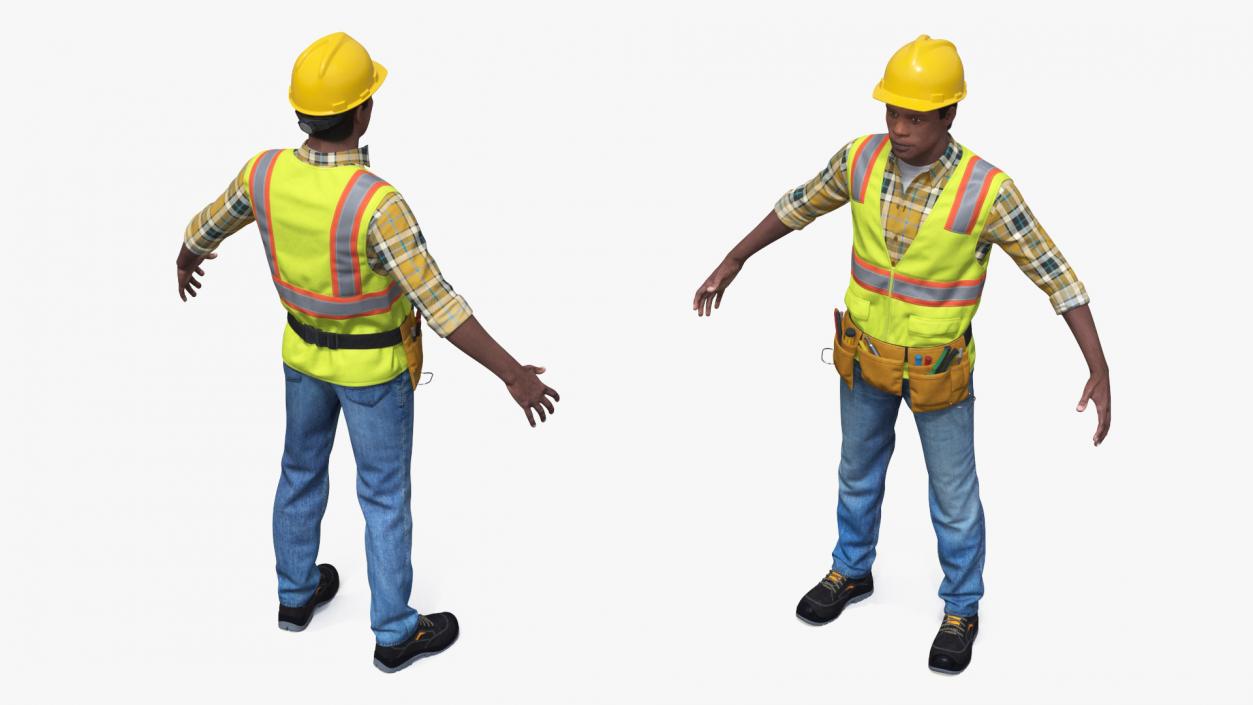 3D model Construction Worker A-Pose Fur