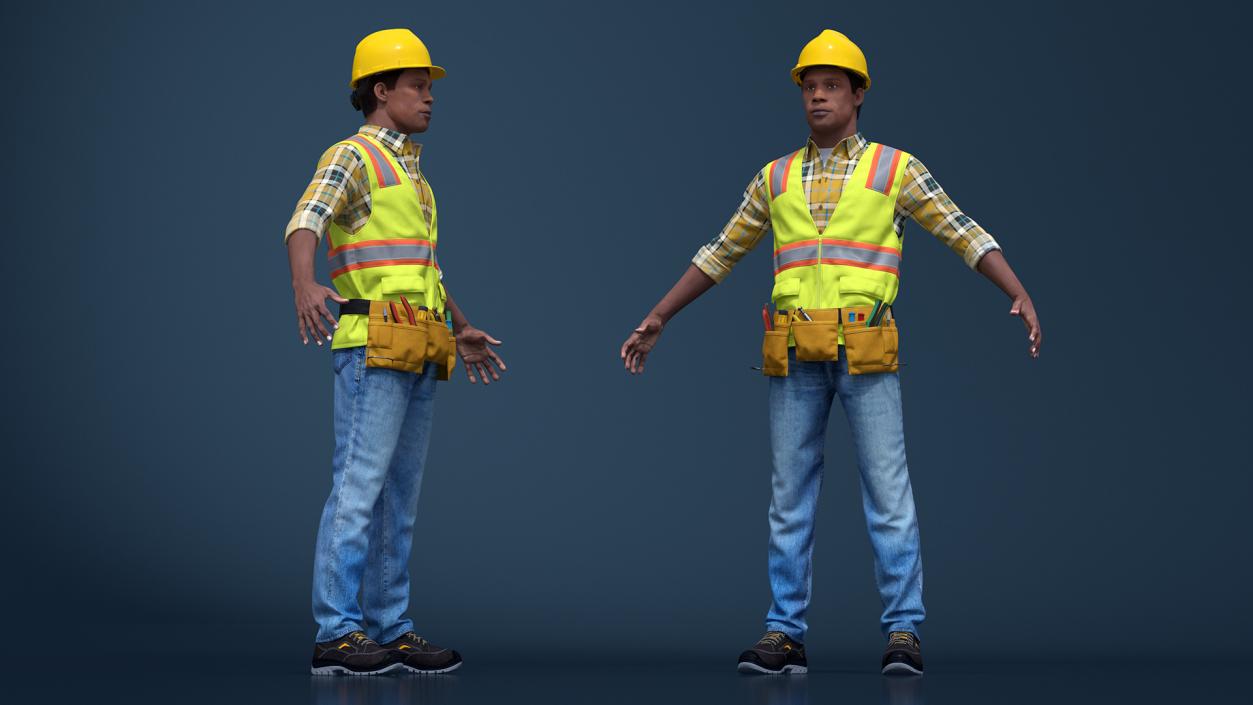 3D model Construction Worker A-Pose Fur