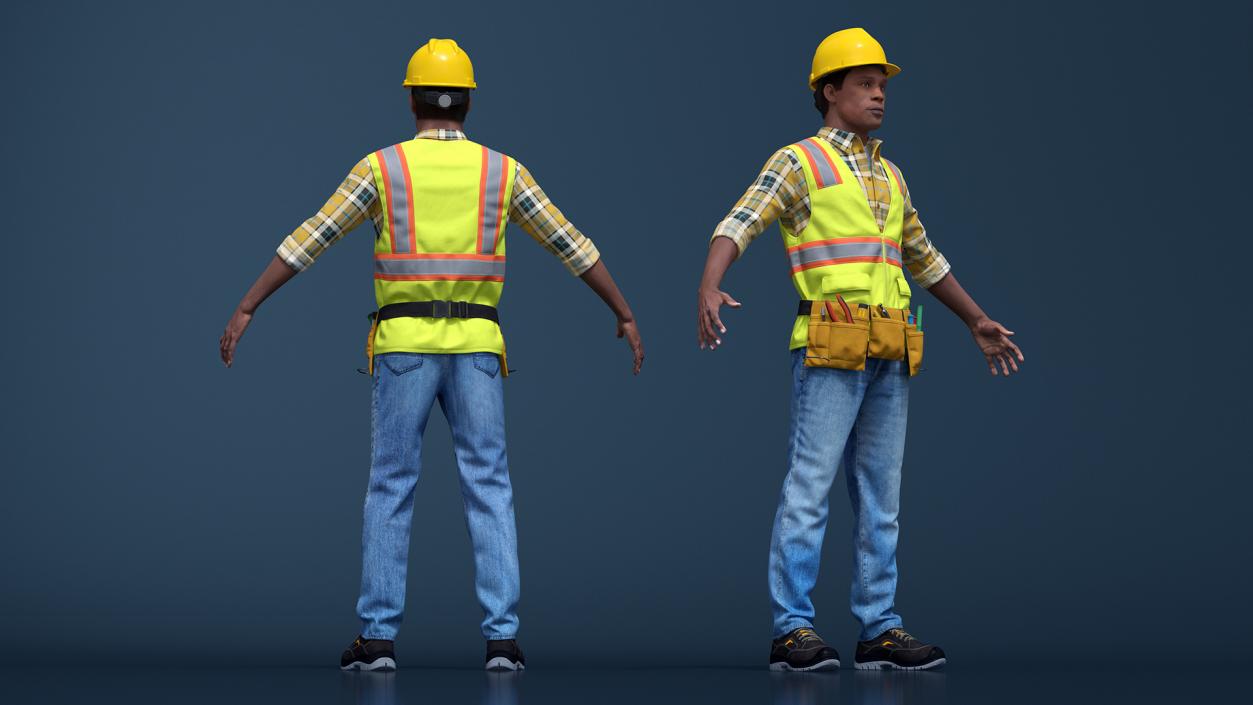 3D model Construction Worker A-Pose Fur