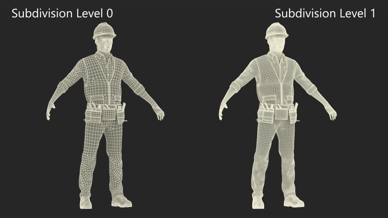 3D model Construction Worker A-Pose Fur