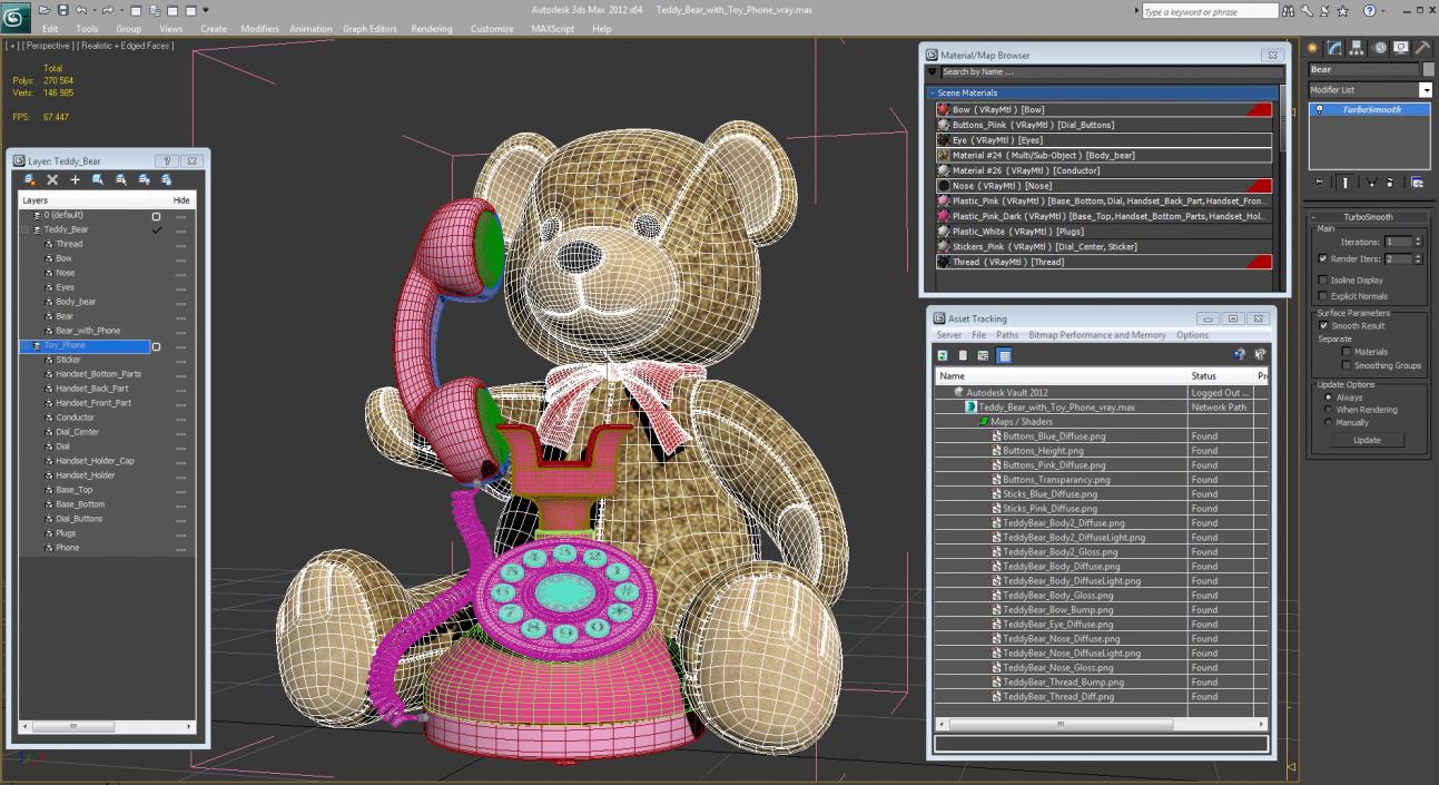 3D model Teddy Bear with Toy Phone