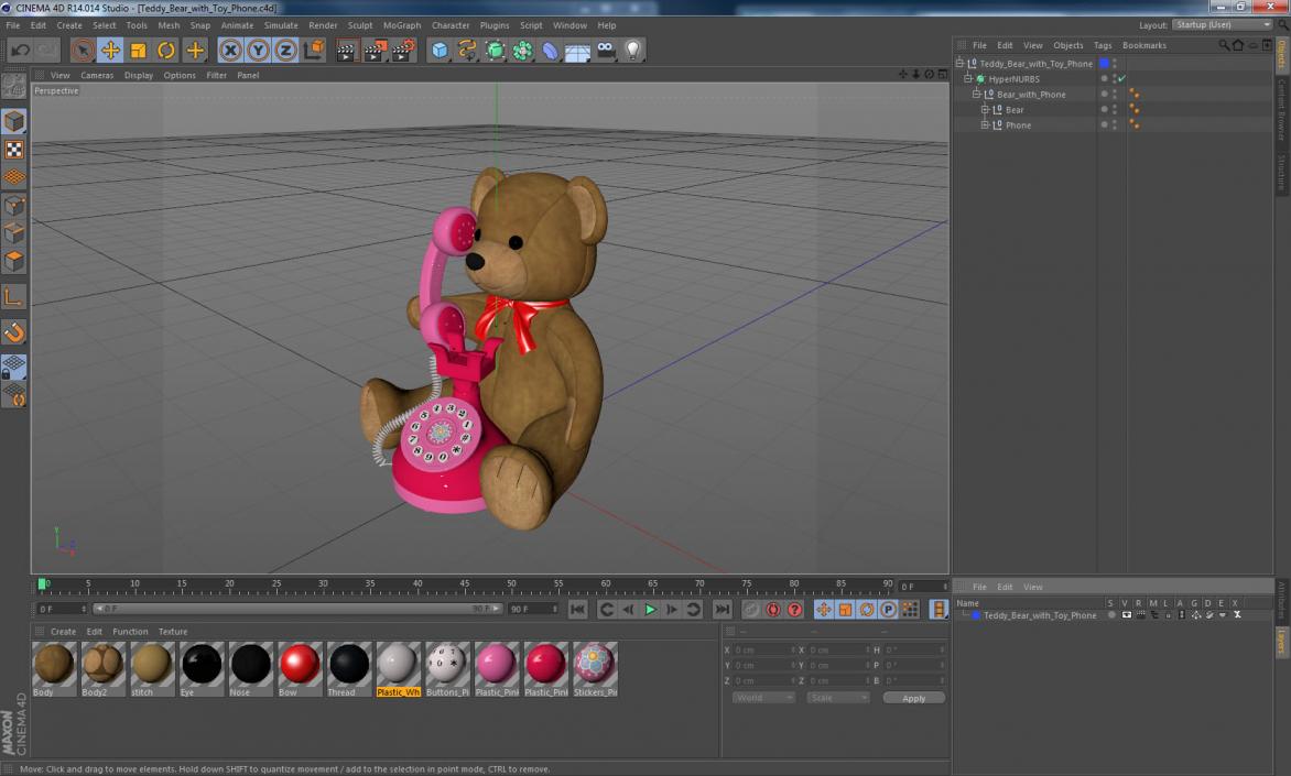 3D model Teddy Bear with Toy Phone