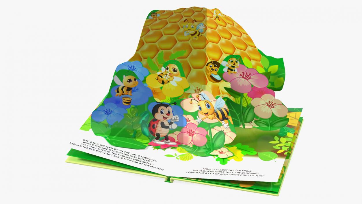 3D model Expanded Children Pop Up Book About Bees