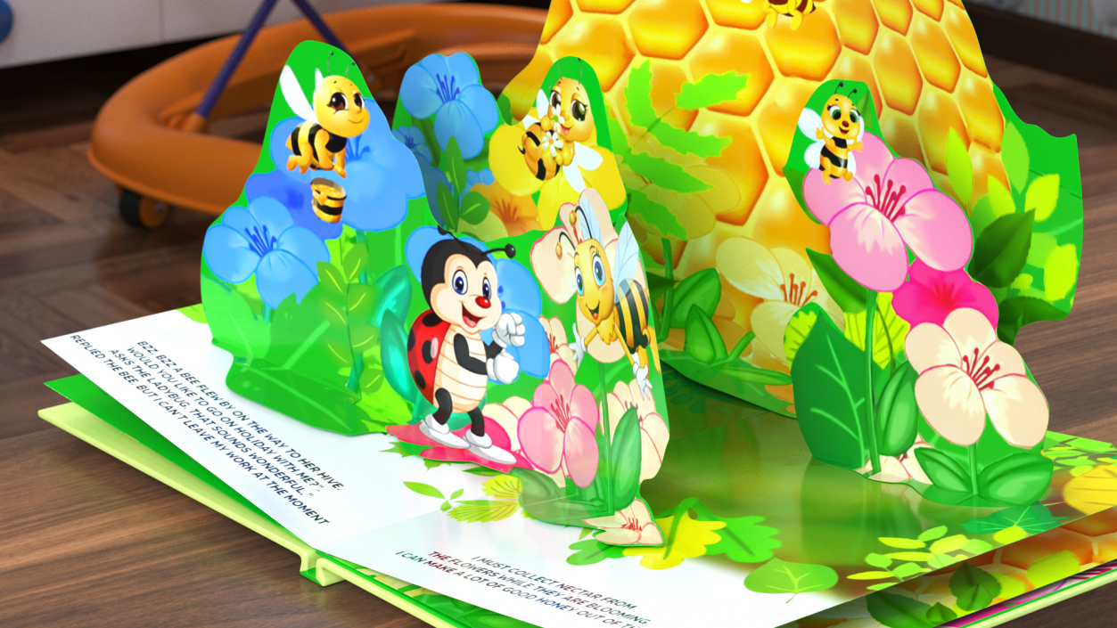 3D model Expanded Children Pop Up Book About Bees