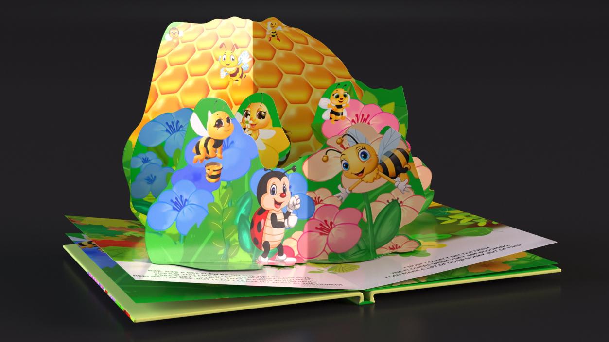 3D model Expanded Children Pop Up Book About Bees