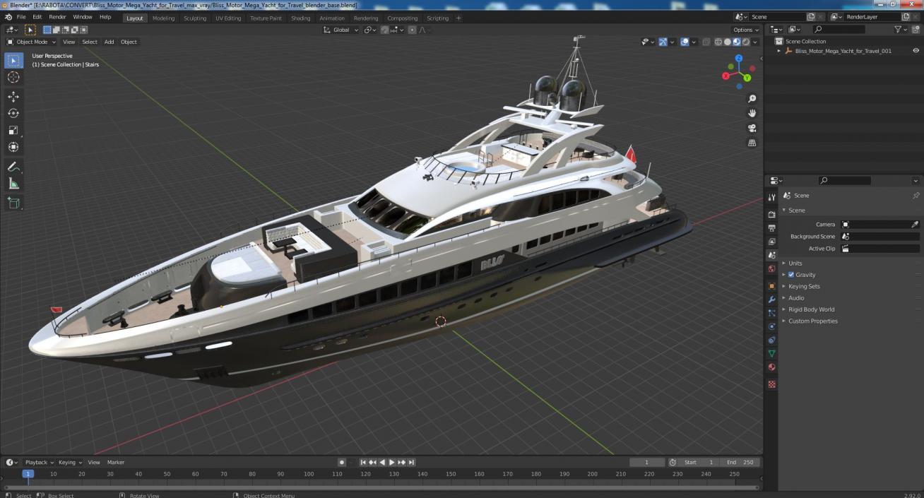 3D Bliss Motor Mega Yacht for Travel model