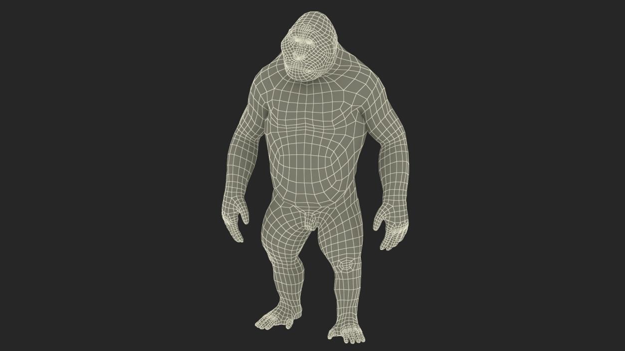 3D Big Ape Gigantopithecus in Bamboo Grove Fur model