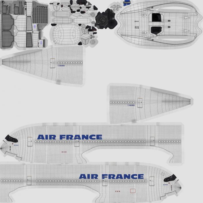 Airbus A350-900 Air France Rigged 3D Model 3D