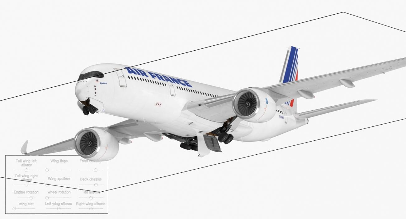 Airbus A350-900 Air France Rigged 3D Model 3D