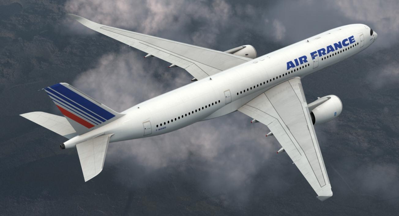 Airbus A350-900 Air France Rigged 3D Model 3D