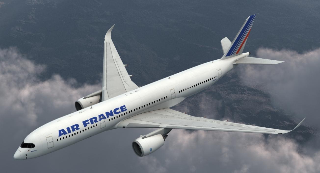 Airbus A350-900 Air France Rigged 3D Model 3D