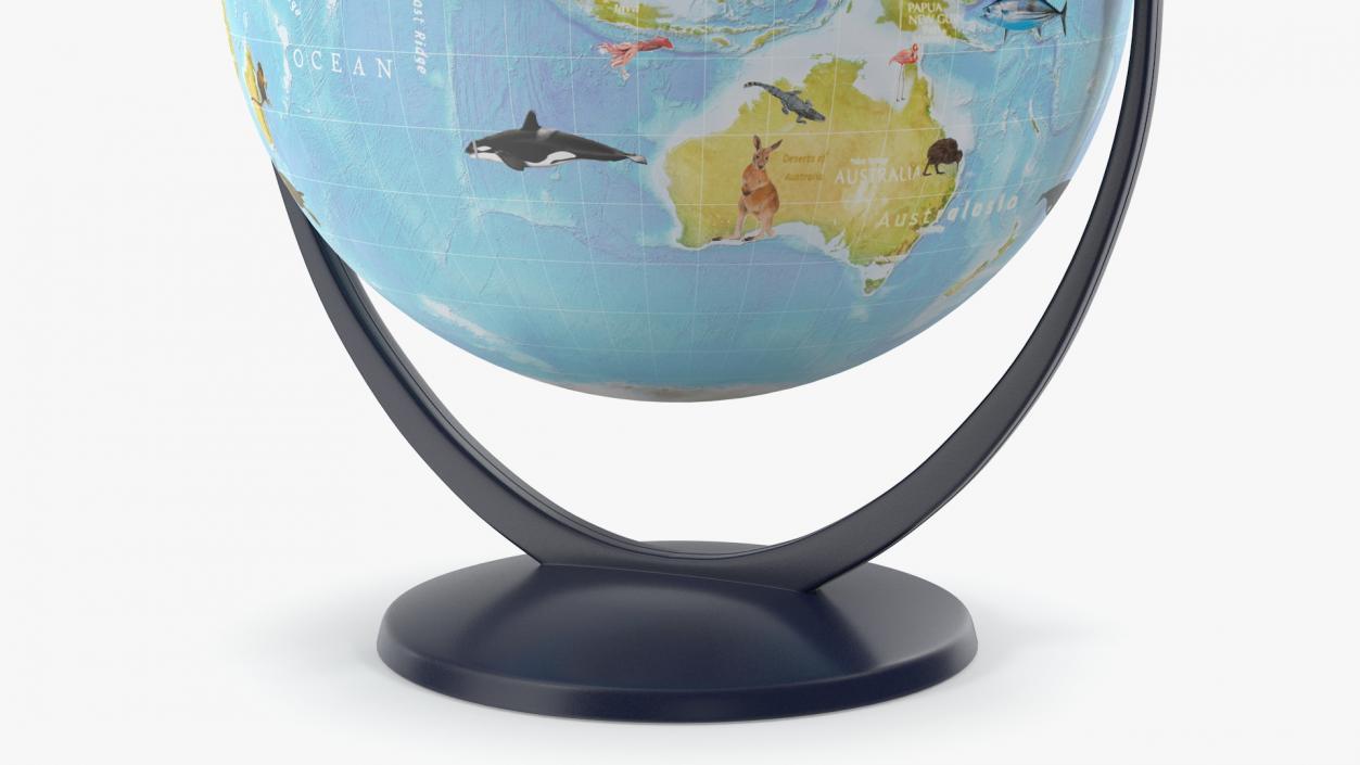 3D model Animals World Globe with Stand