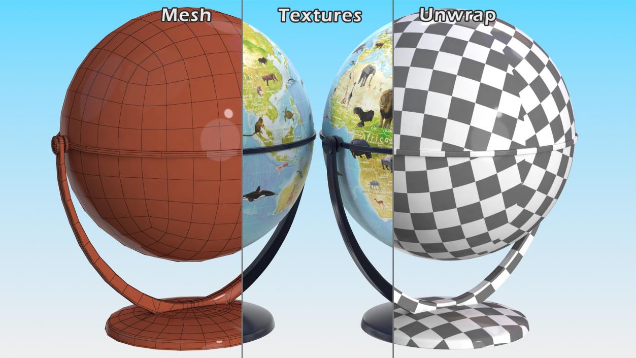 3D model Animals World Globe with Stand