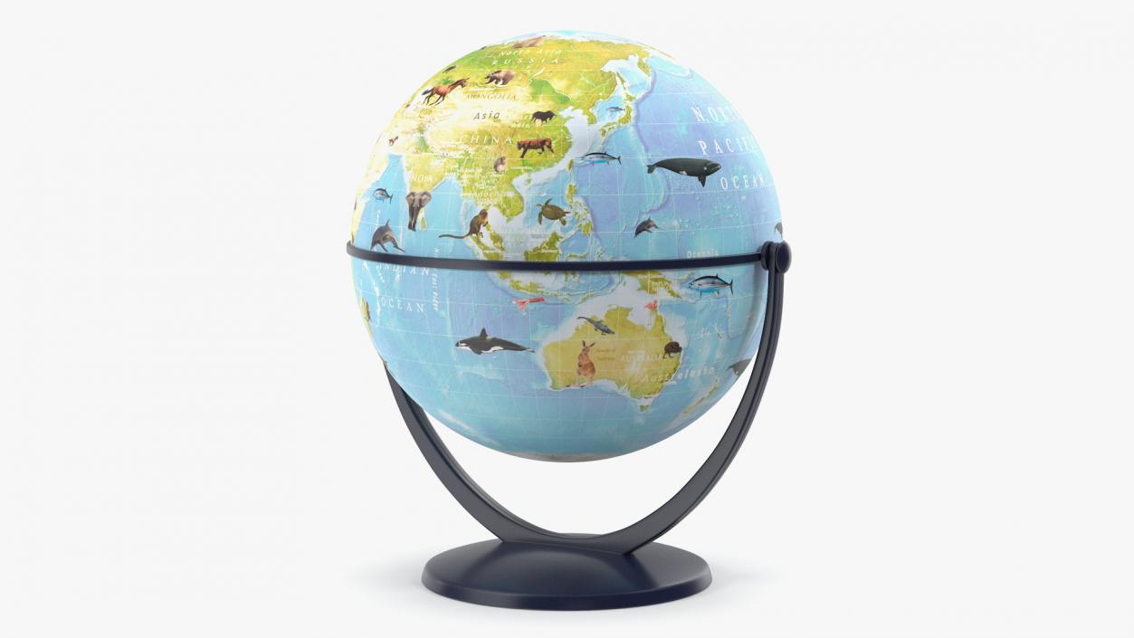 3D model Animals World Globe with Stand