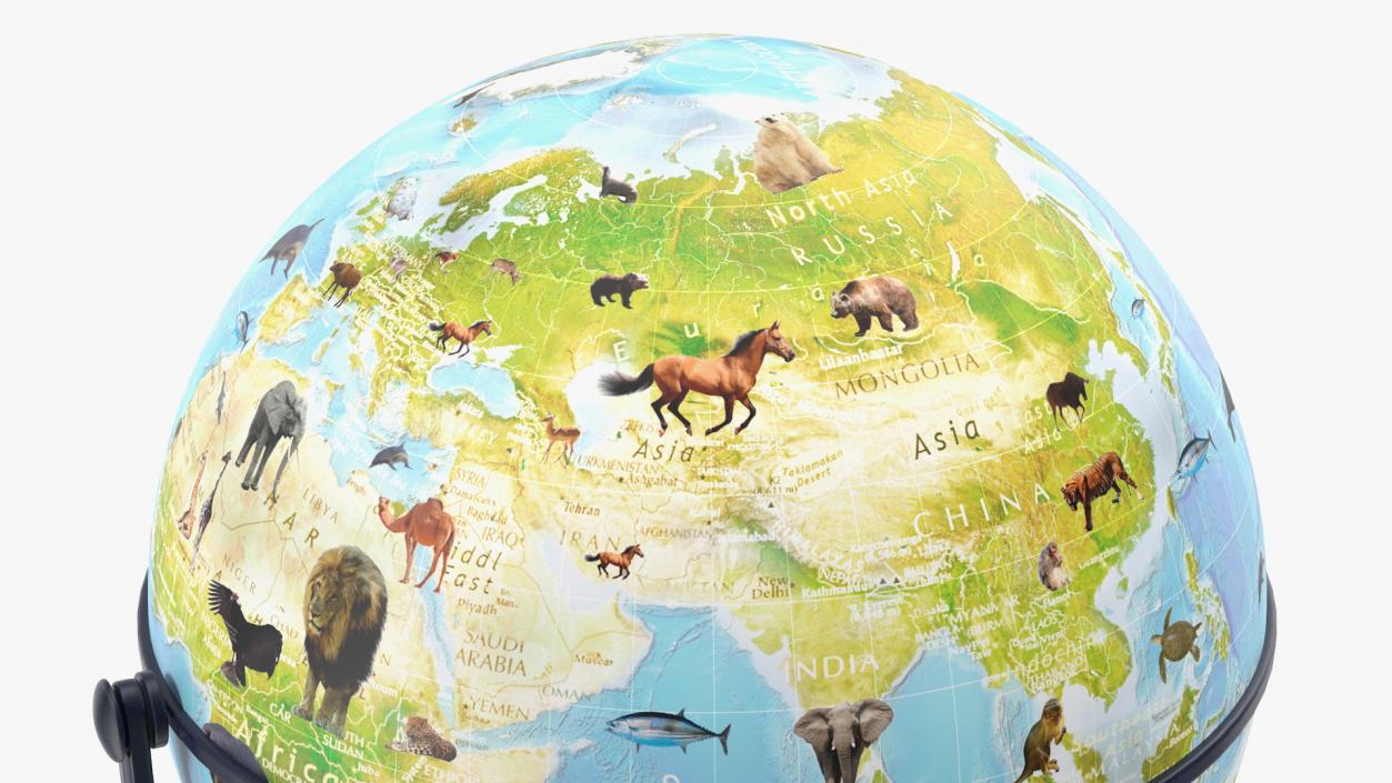 3D model Animals World Globe with Stand