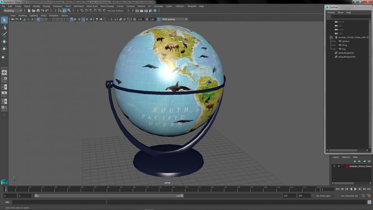 3D model Animals World Globe with Stand