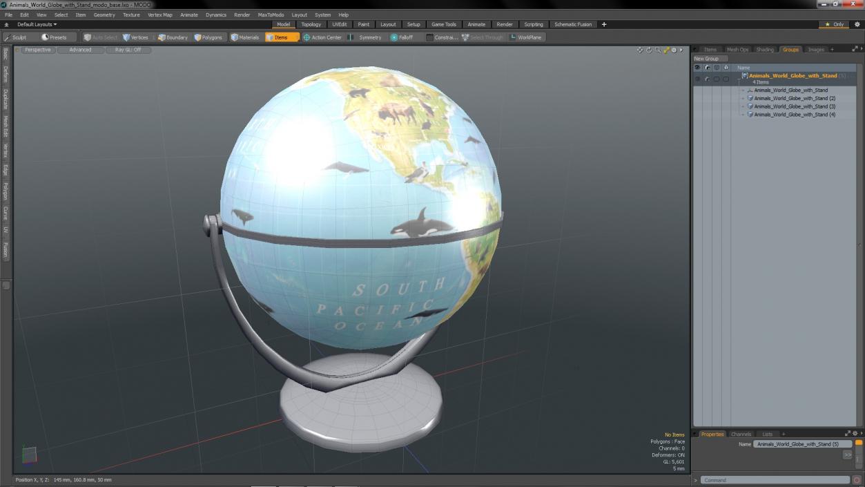 3D model Animals World Globe with Stand