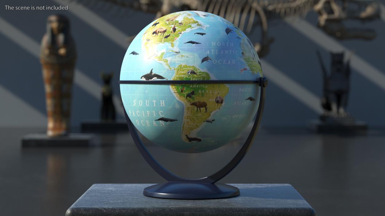 3D model Animals World Globe with Stand