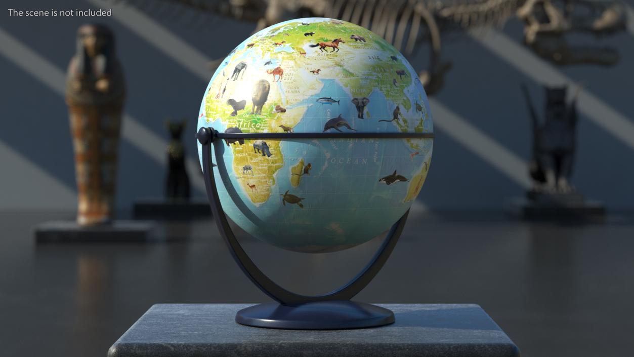 3D model Animals World Globe with Stand