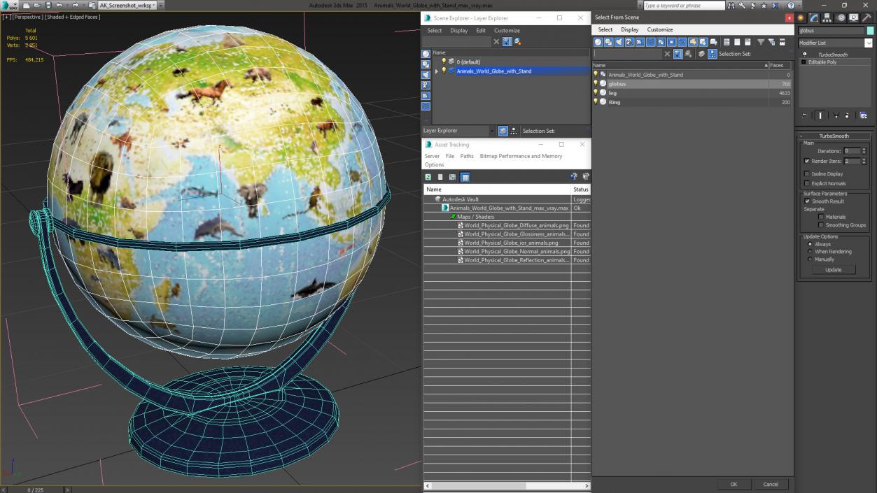 3D model Animals World Globe with Stand