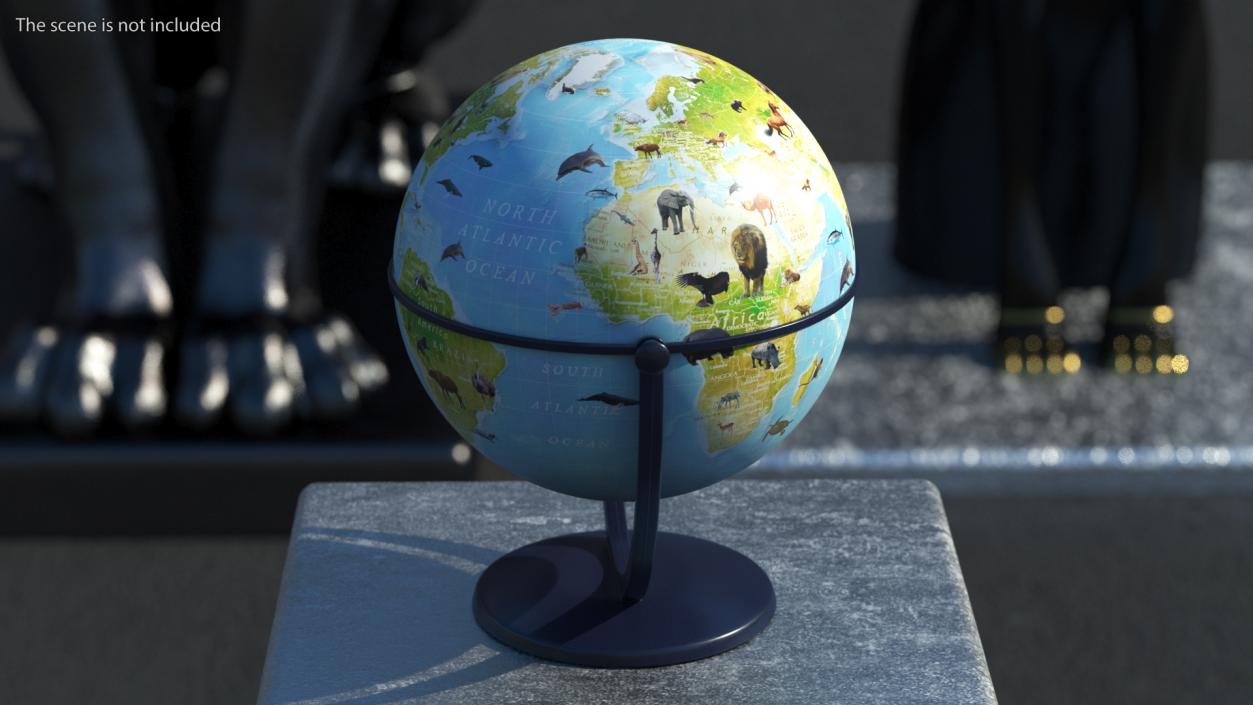 3D model Animals World Globe with Stand