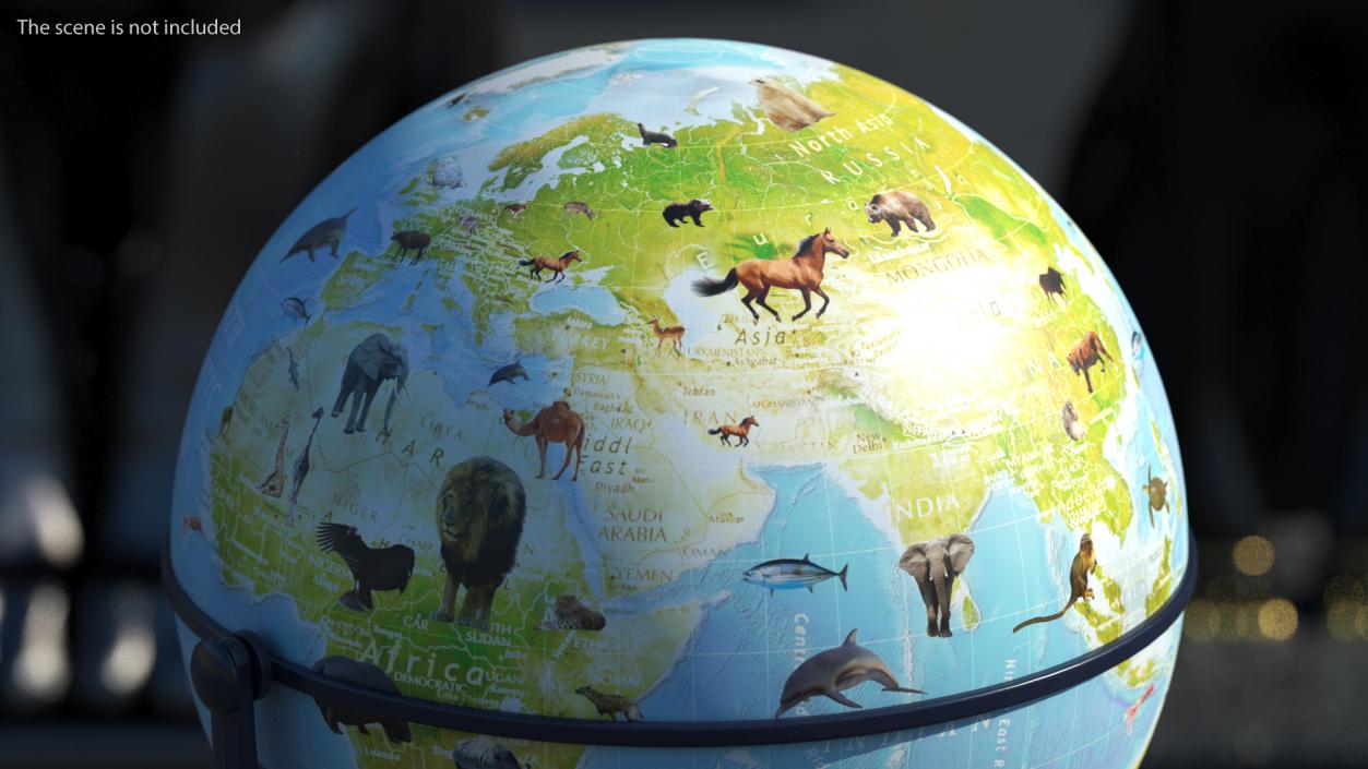 3D model Animals World Globe with Stand