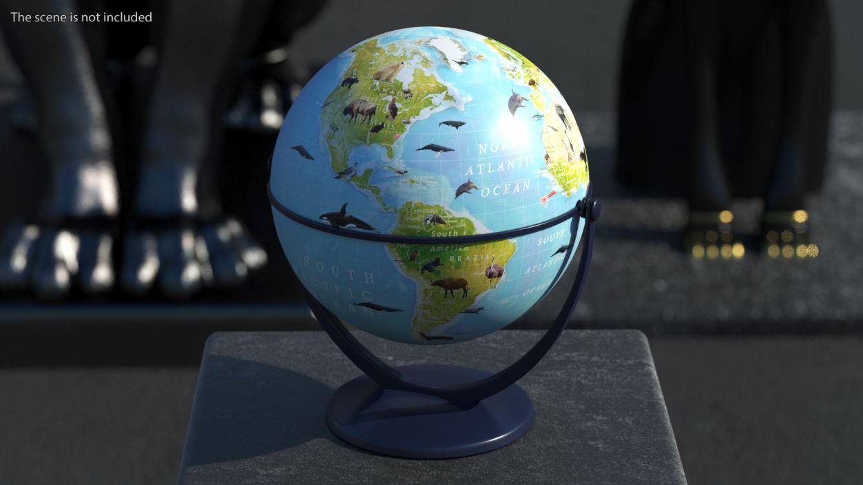 3D model Animals World Globe with Stand