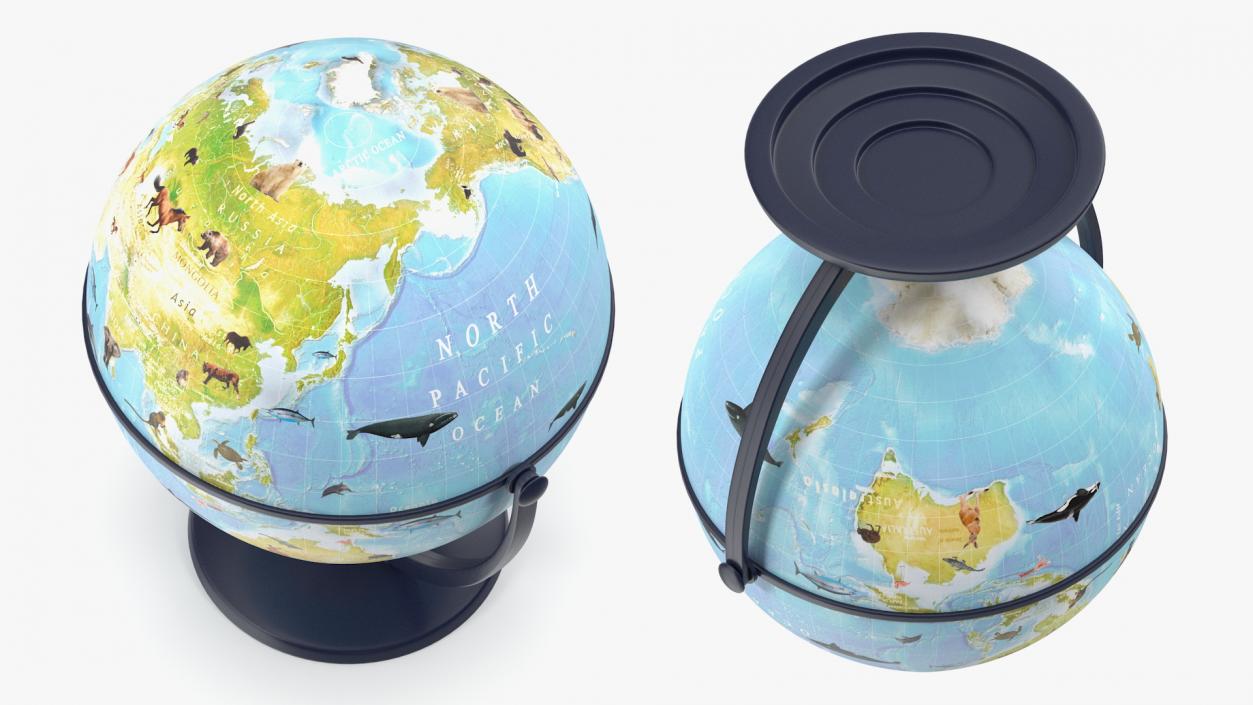 3D model Animals World Globe with Stand