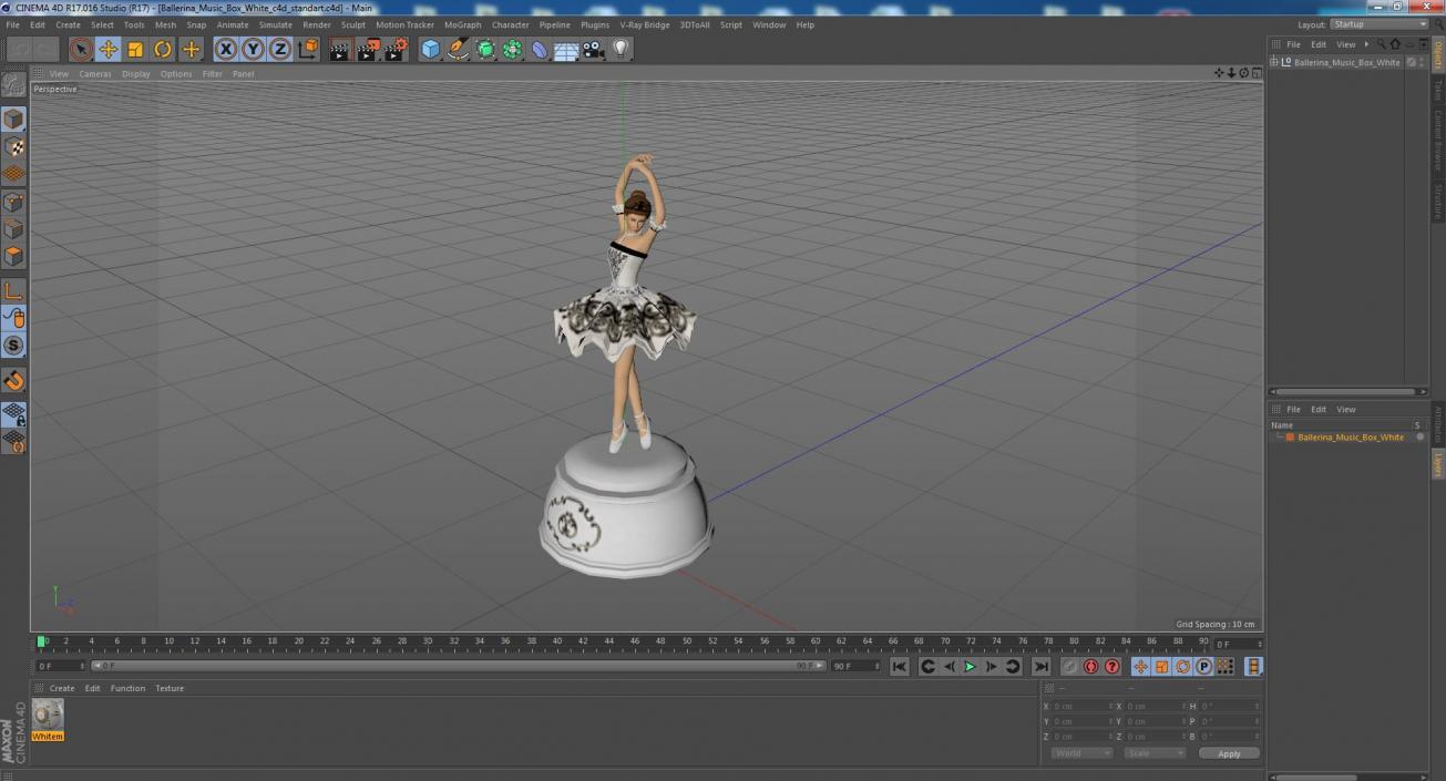 3D model Ballerina Music Box White