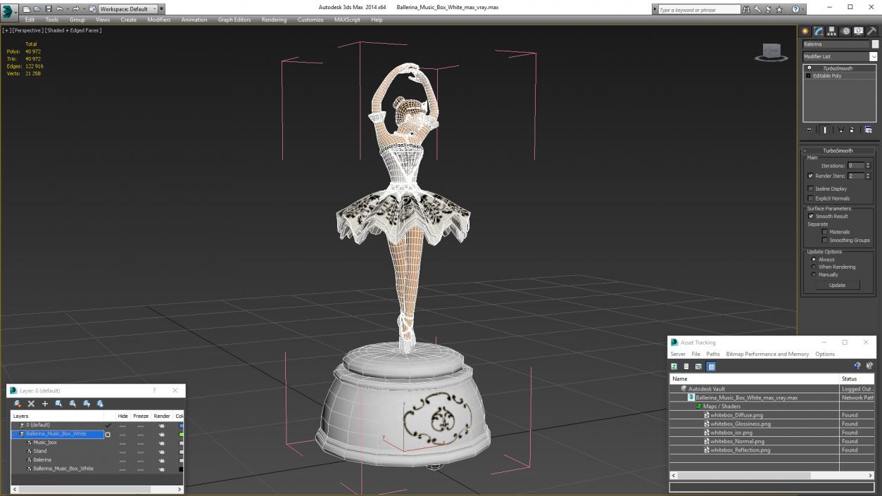 3D model Ballerina Music Box White