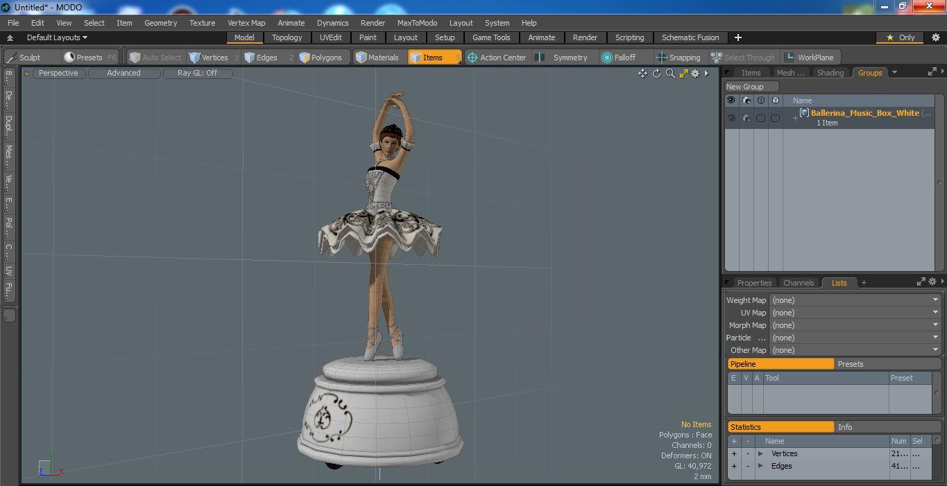 3D model Ballerina Music Box White