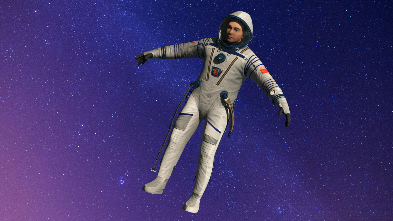 Russian Astronaut Wearing Sokol KV-2 Pressurized Spacesuit Fur 3D