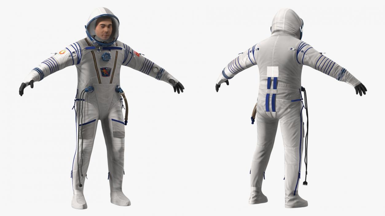 Russian Astronaut Wearing Sokol KV-2 Pressurized Spacesuit Fur 3D