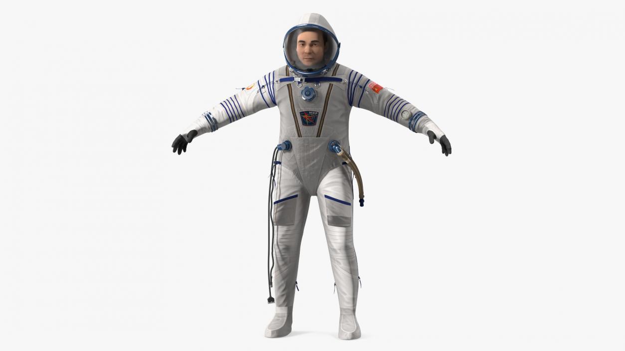 Russian Astronaut Wearing Sokol KV-2 Pressurized Spacesuit Fur 3D